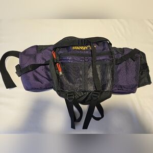 Vintage 90s Stansport Fanny Pack Bag 2 Bottle Holder RARE Purple & Black Hiking